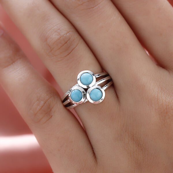 Nat&uuml;rlicher Sleeping Beauty T&uuml;rkis-Ring, 925 Silber platiniert  ca. 1,29 ct image number 3