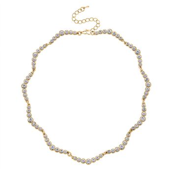Wei&szlig;e Kristall 50+5cm Halskette in Goldton