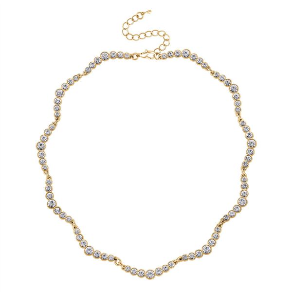 Wei&szlig;e Kristall 50+5cm Halskette in Goldton image number 3