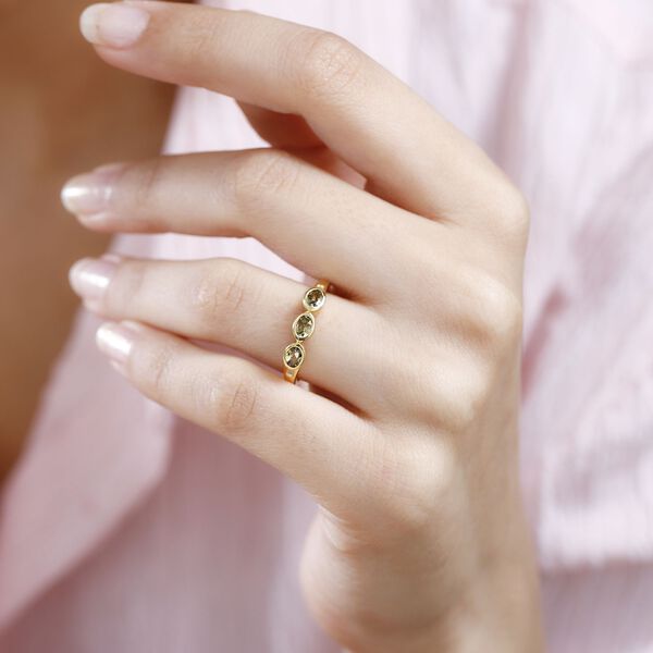 AA nat&uuml;rlicher, goldener Tansanit und Diamant-Ring - 0,52 ct. image number 3