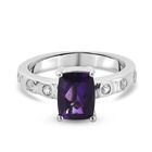 Marokkanischer Amethyst und Zirkon Ring 925 Silber Platin-Überzug image number 1