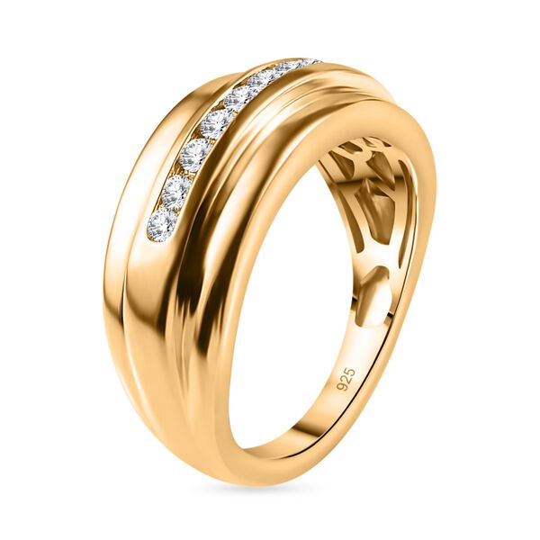 Moissanit Ring 925 Silber 750 Gelbgold Vermeil (Gr&ouml;&szlig;e 18.00) ca. 0,55 ct image number 5