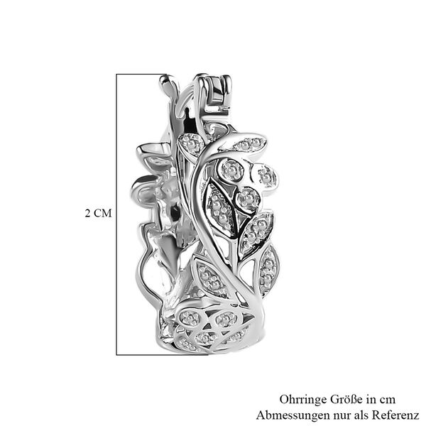 ALLORO platinierte Silber-Creolen mit Diamantakzenten image number 7