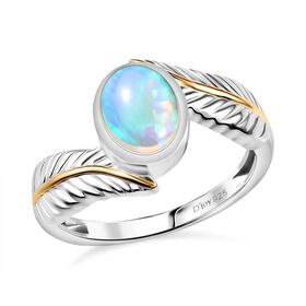 D'Joy AA Natürlicher, äthiopischer Welo Opal Ring 925 Silber platiniert und vergoldet (Größe 17.00) ca. 0.86 ct
