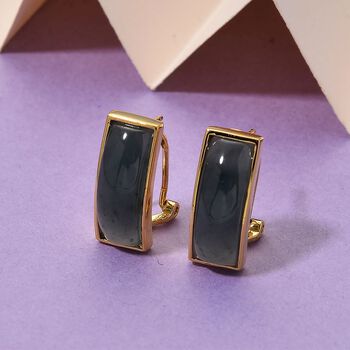 Nat&uuml;rlicher Olmek Jadeit Ohrringe 925 Silber vergoldet ca. 4,50 ct.