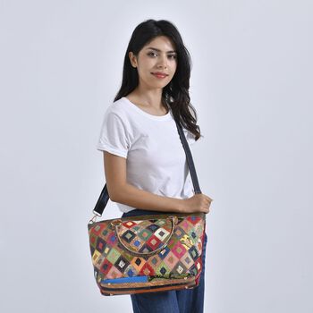 Chaos By Elsie - Echtleder Crossbody Tasche, Multifarbenes Krokodil-Muster