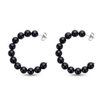 Schwarze Spinell Creolen, Edelstahl ca. 95,00 ct