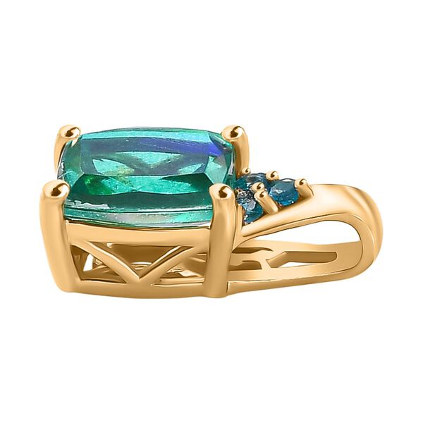 Pfau Quarz Triplette Schmuckset 925 Silber 750 Gelbgold Vermeil ca. 4,85 ct. image number 8