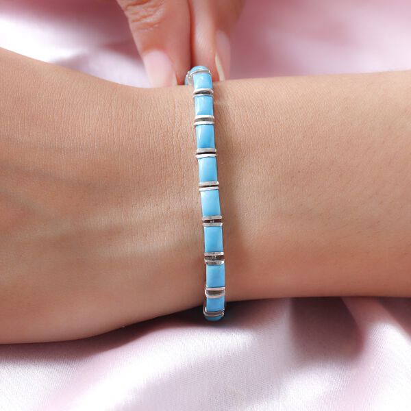 Amerikanisches, natürliches Sleeping Beauty Türkis Armband, ca. 20 cm, 925 Silber platiniert ca. 13,70 ct image number 3