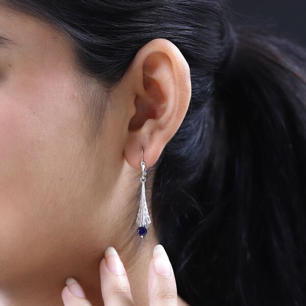 Masoala Saphir (Fissure gef&uuml;llt) Ohrringe, 925 Silber platiniert ca. 1.52 ct image number 3