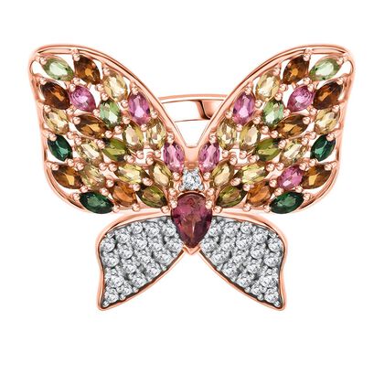GP Trionfo Kollektion - AA Mehrfarbiger-Turmalin Ring, 925 Silber 750 Ros&eacute;gold Vermeil (Gr&ouml;&szlig;e 18.00) ca. 4.94 ct