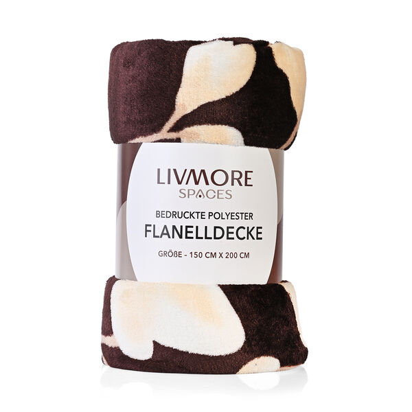 LIVMORE Flanell Decke, 150 x 225 cm, Bordeaux Wei&szlig; image number 6