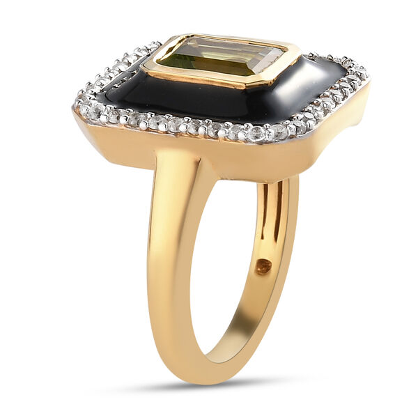 Nat&uuml;rlicher Peridot und Zirkon-Ring, 925 Silber vergoldet  ca. 1,68 ct image number 5