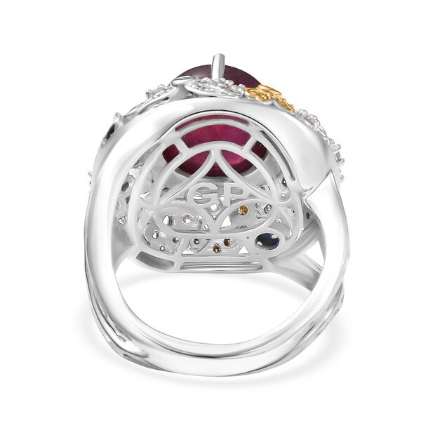 GP Italian Garden Kollektion - AA Afrikanischer Rubin, Multi-Diamant und Kanchanaburi blauer Saphir zweifarbiger Ring - 8,49 ct. image number 6