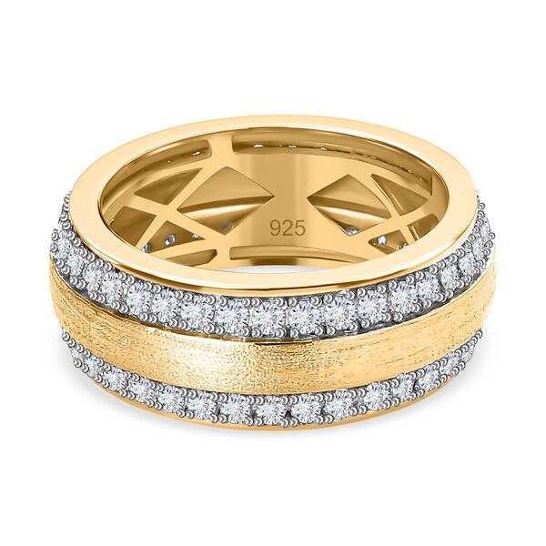 Moissanit Ring, 925 Silber Gelbgold Vermeil (Gr&ouml;&szlig;e 17.00) ca. 1.41 ct