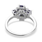 AA Tansanit Cluster Ring 925 Silber Platin-Überzug image number 4
