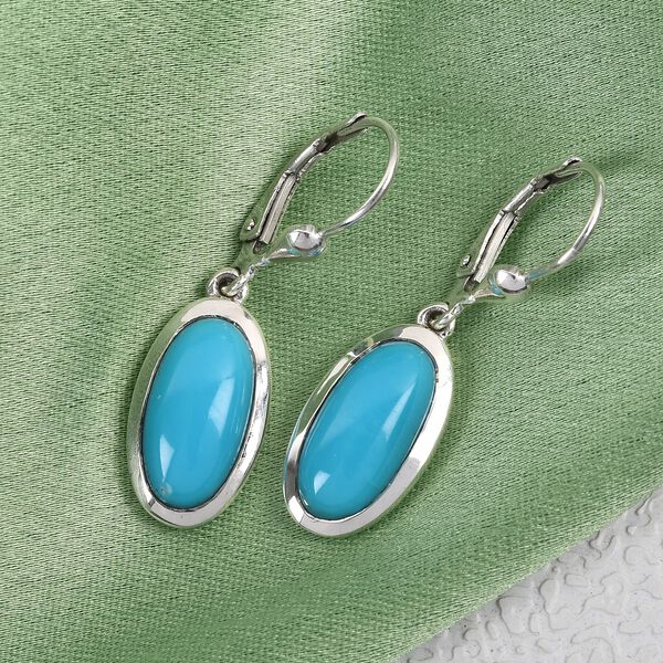 Natürliche Sleeping Beauty Türkis Solitär-Ohrhänger in Silber image number 2