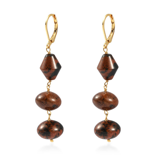 EVER TRUE Mahagoni-Jaspis Ohrringe 316L Edelstahl 750 Vergoldet ca. 40.00 ct image number 3