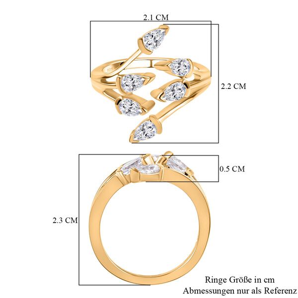 LUSTRO STELLA - feinster Zirkonia Bypass-Ring, 925 Silber vergoldet image number 7