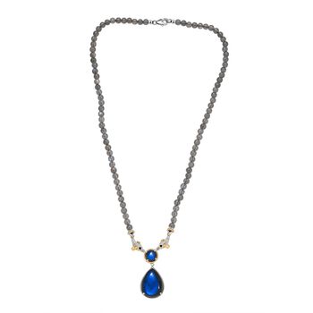 D'Joy AAA Labradorit Halskette ca. 45 cm 925 Silber Rhodiniert und 750 Gelbgold Vermeil ca. 65.52 ct