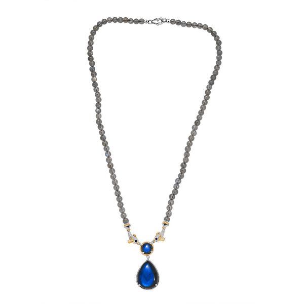 D'Joy AAA Labradorit Halskette ca. 45 cm 925 Silber Rhodiniert und 750 Gelbgold Vermeil ca. 65.52 ct image number 4