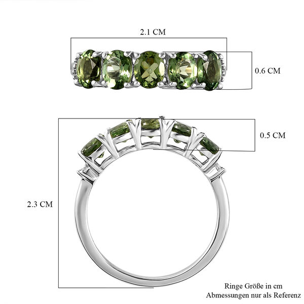 Nat&uuml;rlicher, gr&uuml;ner Apatit und Diamant-Ring - 2 ct. image number 7
