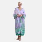 Kimono mit Vogel- und Blumenprint, fließende Passform, 78x128 cm, Lila