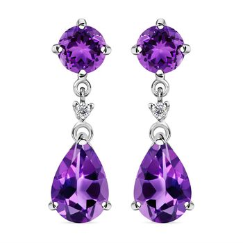 Afrikanische Amethyst Ohrringe, 925 Silber platiniert ca. 7.82 ct