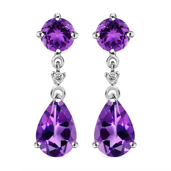 Afrikanische Amethyst Ohrringe, 925 Silber platiniert ca. 7.82 ct