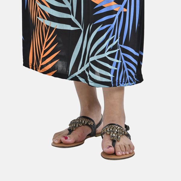 Maxikleid mit gesmokter Taille und Flatter&auml;rmeln, One Size, schwarz image number 8