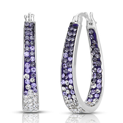 Amethyst Kristall-Creolen, silberfarben