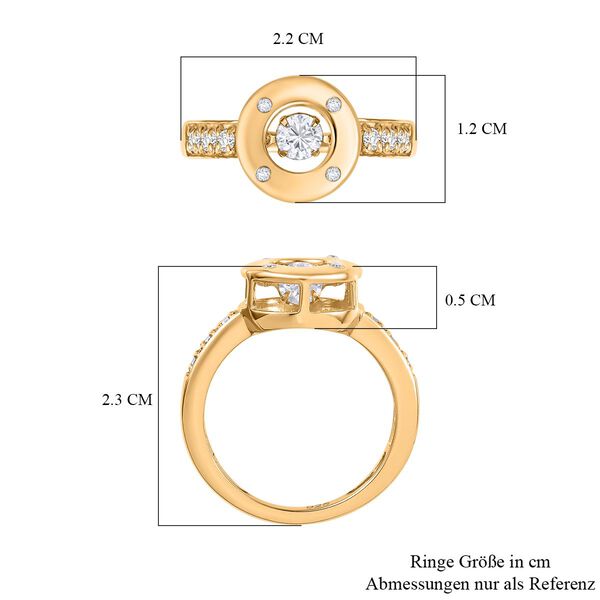 Tanzender Moissanit-Ring, 925 Silber 750 Gelbgold Vermeil - 0,48 ct. image number 7