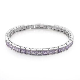 Lavendel kubisches Zirkonia Armband ca. 18 cm mit 2.5 cm extender, silberfarben