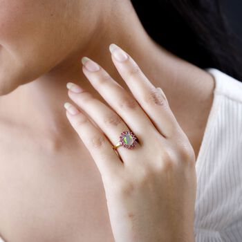 Nat&uuml;rlicher, &auml;thiopischer Welo Opal und afrikanischer Rubin-Ring - 1,90 ct.