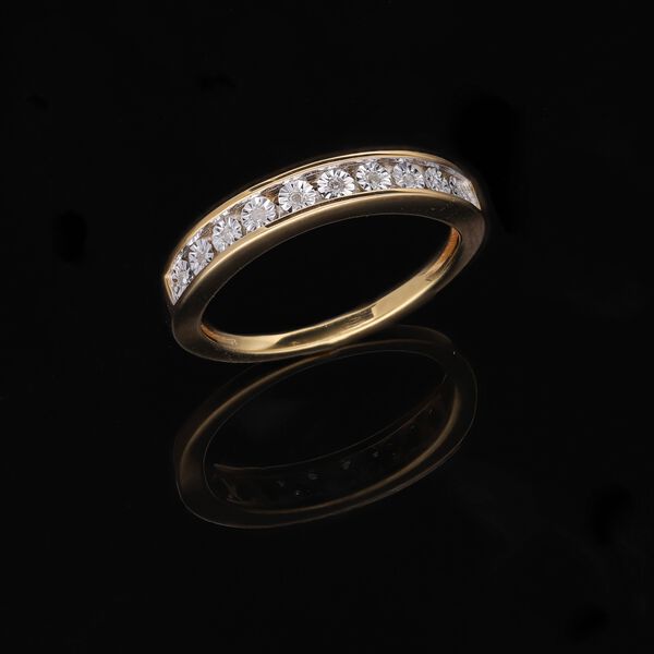 Half Eternity Diamant Ring, 925 Silber mit Gelbgold Vermeil image number 3