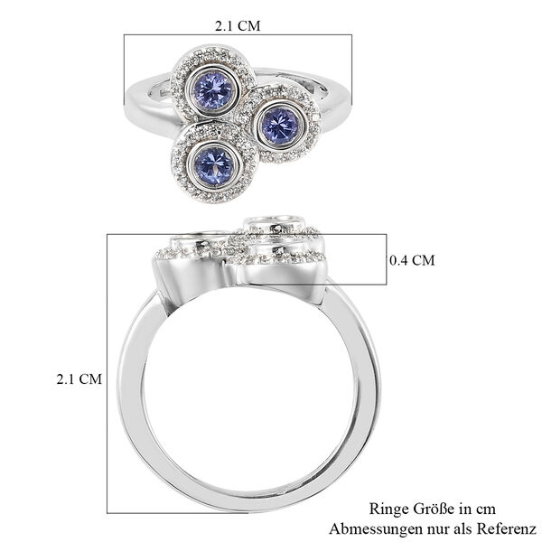 Tansanit und Zirkon-Ring, 925 Silber platiniert  ca. 0,86 ct image number 5