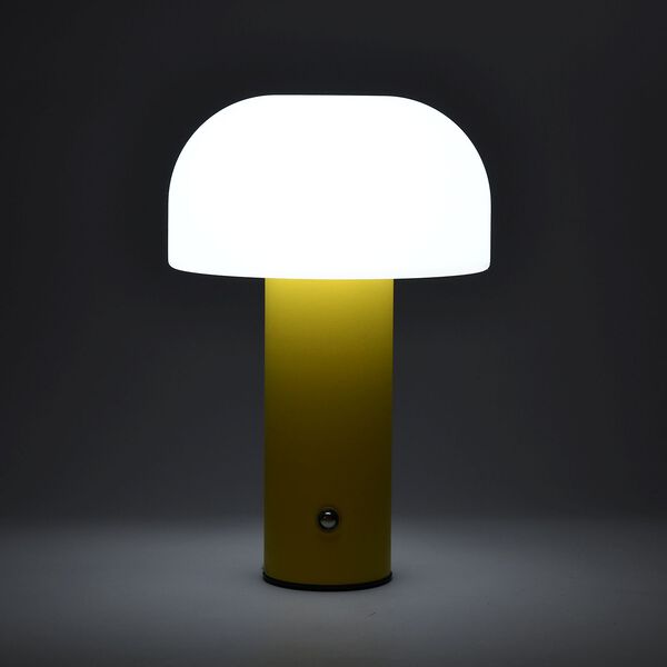 LED-Tischlampe, wiederaufladbar, Pilzform, 3 Lichtfarben, 12,5x20,5 cm, Sonnengelb image number 2