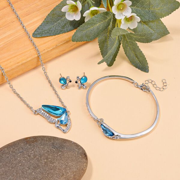 Blauer Kristall Schmuckset  Legierung image number 2