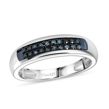 D'Joy Blauer Diamant Ring 925 Silber rhodiniert (Gr&ouml;&szlig;e 19.00) ca. 0.10 ct