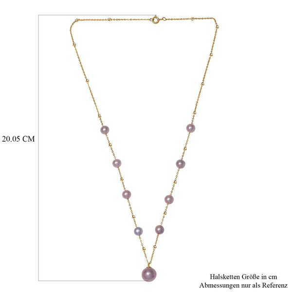 Lila Edison Perle Halskette ca. 50 cm 925 Silber vergoldet image number 5