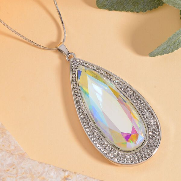 Kristall, Wei&szlig;er Kristall Halskette ca. 70 cm image number 2