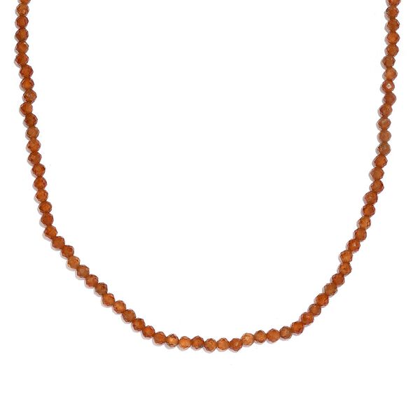 Hessonit Granat Halskette, ca. 45 cm, 925 Silber ca. 40.30 ct