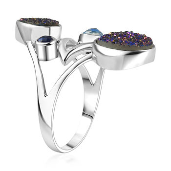 Sajen Silber-Drusy Achat Ring 925 Silber rhodiniert (Gr&ouml;&szlig;e 17.00) ca. 3.01 ct