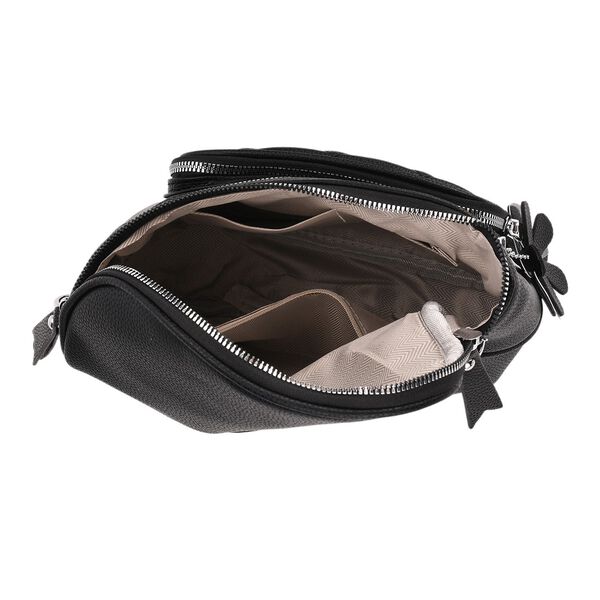 PU Crossbody Tasche mit gemustertem Riemen, 22x8x19cm, Schwarz image number 6