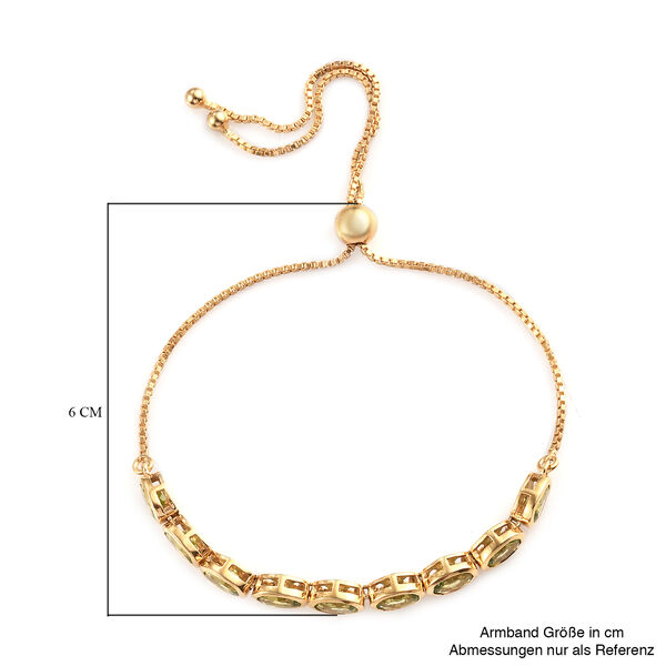 Nat&uuml;rlicher Peridot Bolo-Armband, ca. 16-26 cm, 925 Silber vergoldet ca. 4,67 ct image number 5