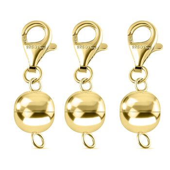 3er-Set Magnet-Karabinerverschluss, 925 Silber vergoldet