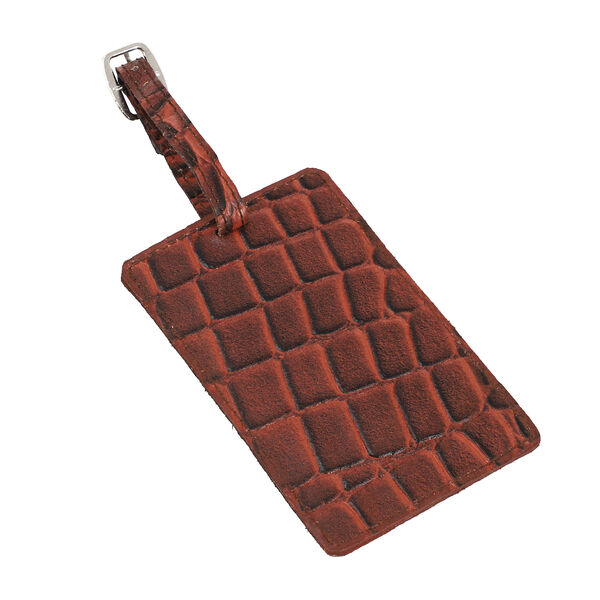 2er Set - Reisepass-Etui aus 100% echtem Leder mit RFID Schutz, mit passendem Kofferanh&auml;nger, Krokopr&auml;gung, braun image number 3