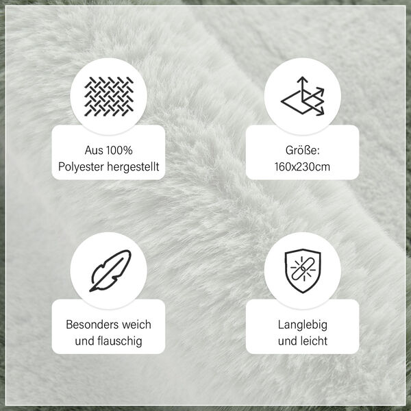 Luxury Edition: Supersoft Kunstfell Teppich, 160x230 cm, 1200 GSM, Blaugrün image number 3