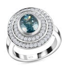 Kambodschanischer blauer und Weißer Zirkon Ring 925 Silber platiniert  ca. 3,98 ct image number 3