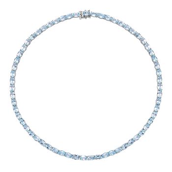 Blau Topas Halskette, ca. 45 cm, 925 Silber rhodiniert ca. 60.31 ct